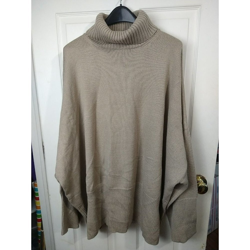 Top Shop Camel Brown Cowl Neck Long Sleeve Knit Sweater. Size 14